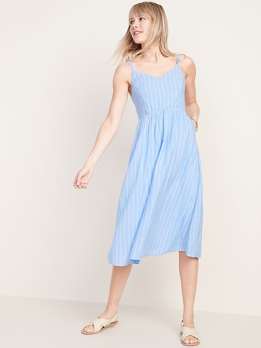 Image number 1 showing, Fit & Flare Striped Cami Midi Dress