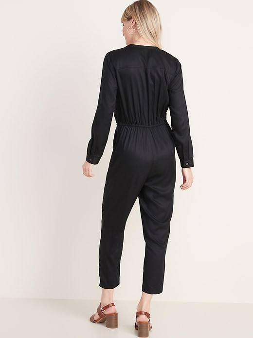Image number 2 showing, Waist-Defined Utility Jumpsuit for Women