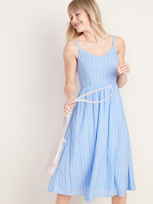 Image number 4 showing, Fit & Flare Striped Cami Midi Dress
