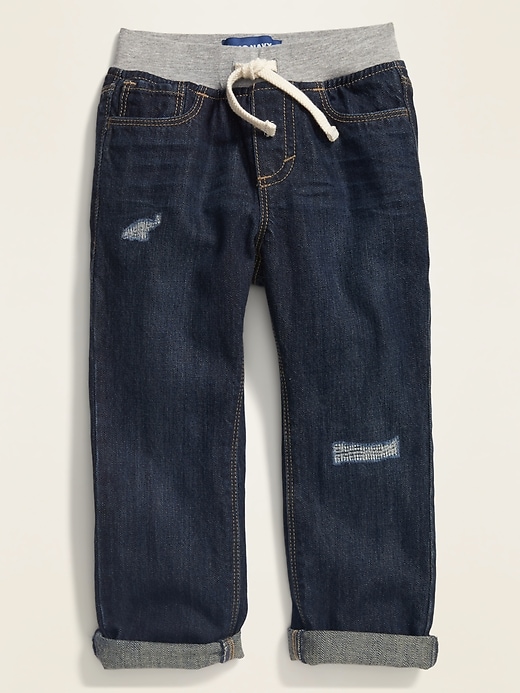 Old Navy Relaxed Jersey-Waist Pull-On Jeans for Toddler Boys. 1