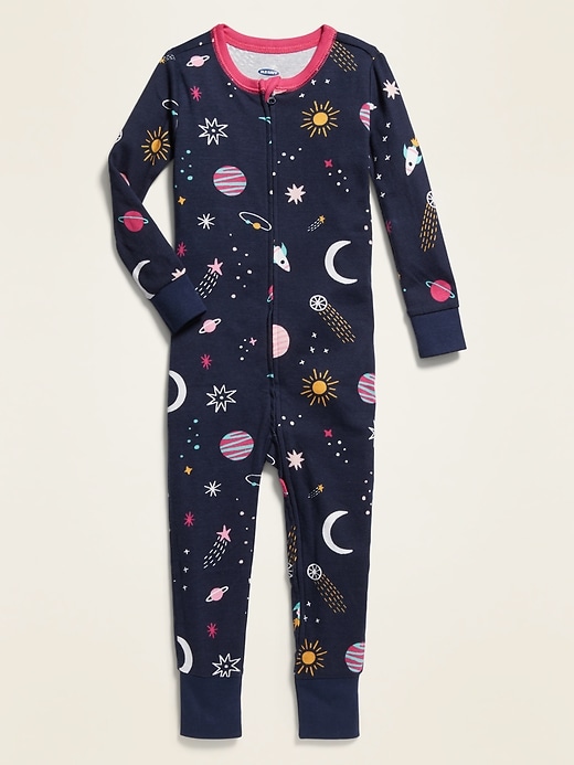 View large product image 1 of 2. Space-Print Pajama One-Piece for Toddler & Baby