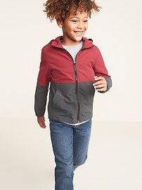 View large product image 3 of 3. Color-Blocked Nylon Hooded Zip Jacket For Boys