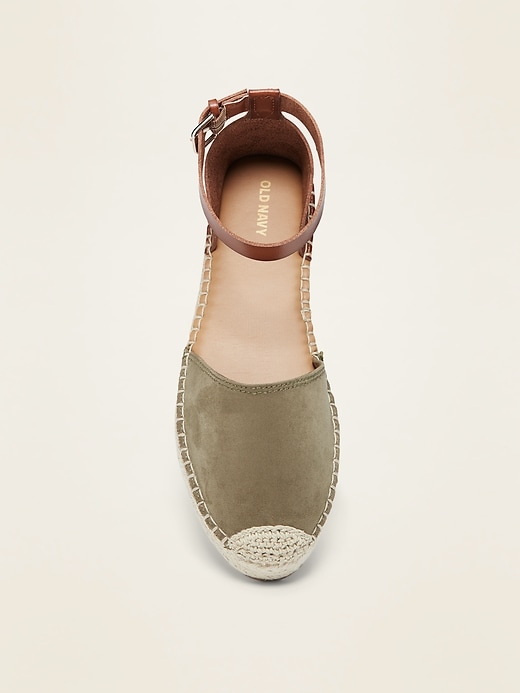 Image number 3 showing, Faux-Suede/Faux-Leather Ankle-Strap Espadrilles