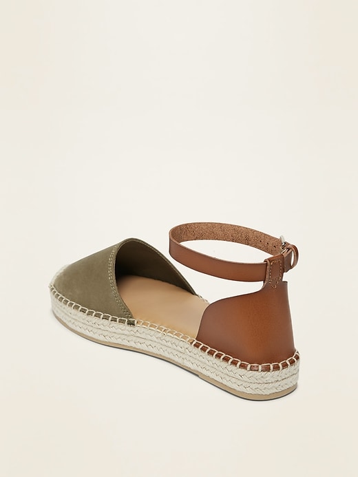 Image number 4 showing, Faux-Suede/Faux-Leather Ankle-Strap Espadrilles