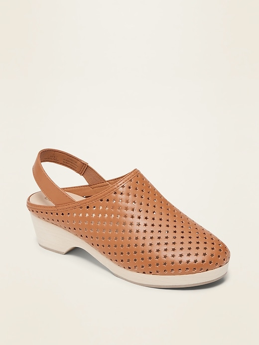 View large product image 1 of 3. Perforated Faux-Leather Clog Shoes for Girls