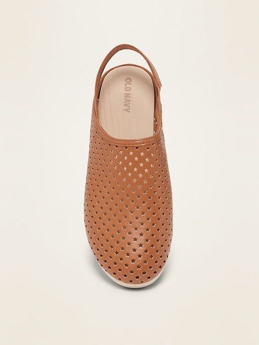 View large product image 2 of 3. Perforated Faux-Leather Clog Shoes for Girls