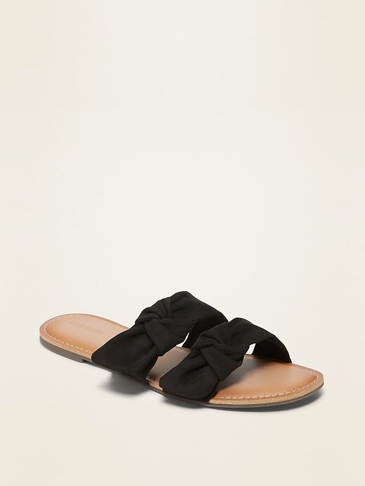 Image number 1 showing, Double Strap Bow-Tie Slide Sandals