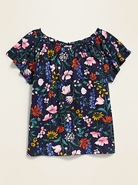View large product image 4 of 4. Printed Slub-Knit Faux Button-Front Top for Girls
