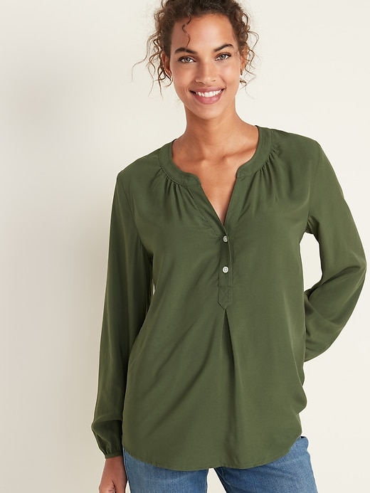 View large product image 1 of 1. Relaxed Popover Blouse for Women