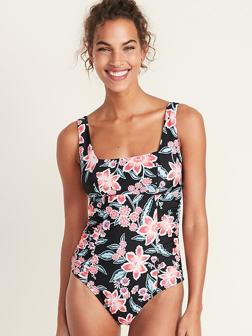 Image number 1 showing, Square-Neck One-Piece Swimsuit
