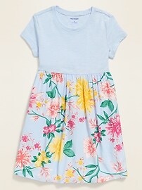 View large product image 3 of 3. Fit & Flare Mixed-Fabric Dress for Toddler Girls