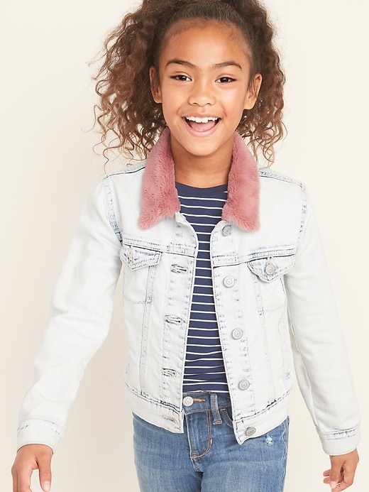 Faux-Fur Collar Jean Jacket for Girls | Old Navy
