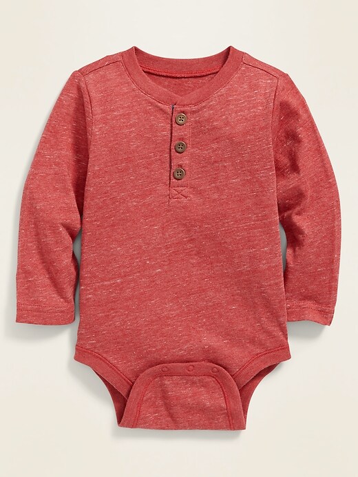 View large product image 1 of 2. Slub-Knit Henley Bodysuit for Baby
