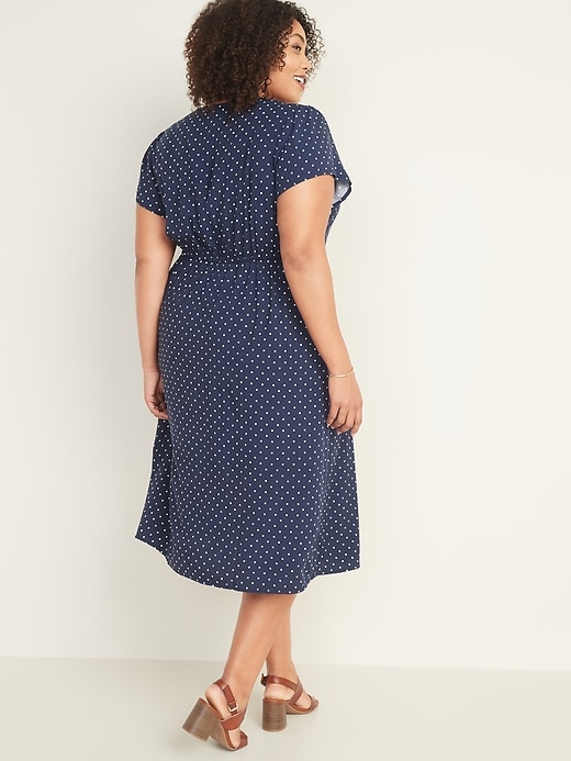 Image number 2 showing, Fit & Flare Printed Button-Front Plus-Size Midi Dress