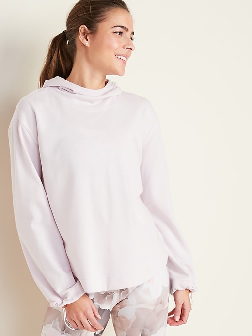View large product image 1 of 1. French Terry Pleated-Back Swing Hoodie