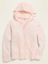 View large product image 3 of 4. Lightweight Logo-Graphic Zip Hoodie for Girls