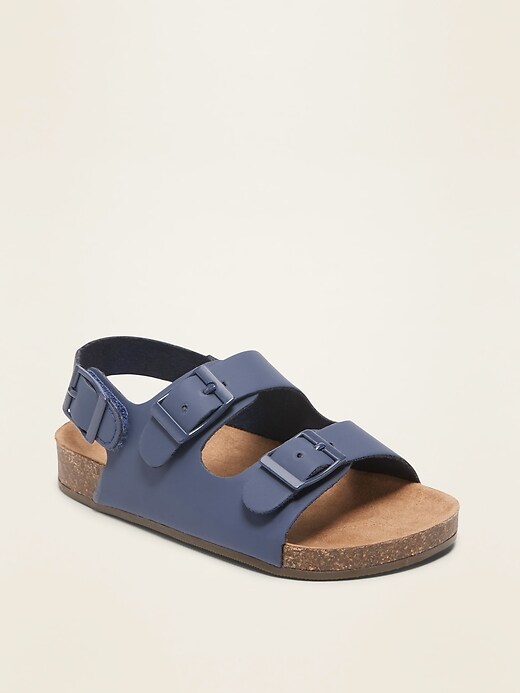 View large product image 1 of 4. Faux-Leather Double-Buckle Sandals for Toddler Boys
