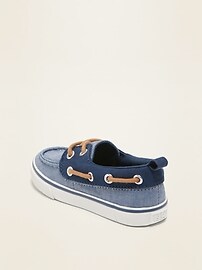 View large product image 3 of 4. Chambray Boat Shoes for Toddler Boys