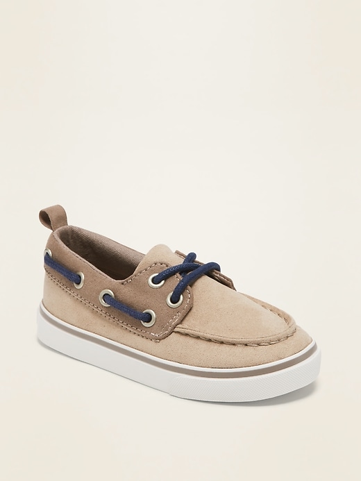 View large product image 1 of 4. Faux-Suede Boat Shoes for Toddler Boys