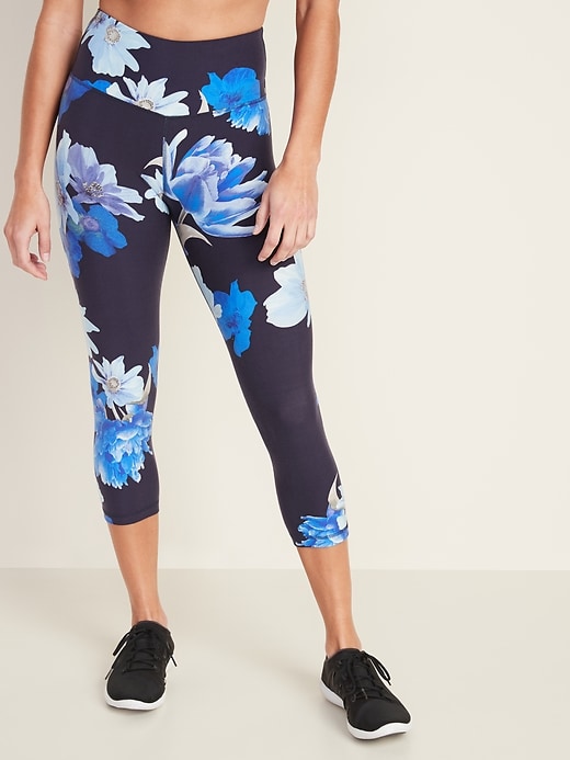 View large product image 1 of 3. High-Waisted Elevate Floral Compression Crops