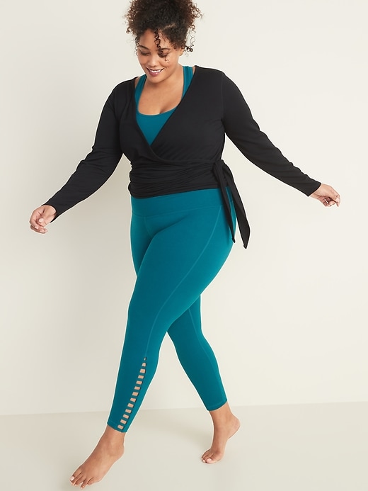 Image number 3 showing, Wrap-Front Plus-Size French-Terry Performance Top