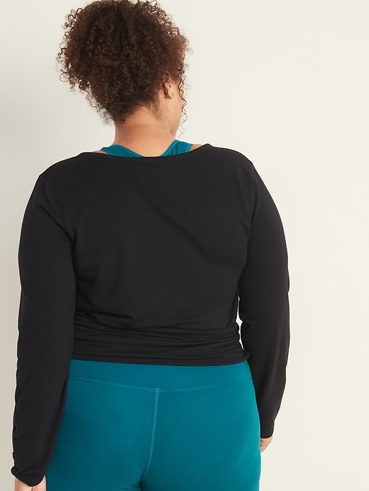 Image number 2 showing, Wrap-Front Plus-Size French-Terry Performance Top