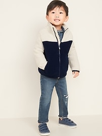 View large product image 3 of 4. Color-Blocked Sherpa Zip Jacket for Toddler Boys
