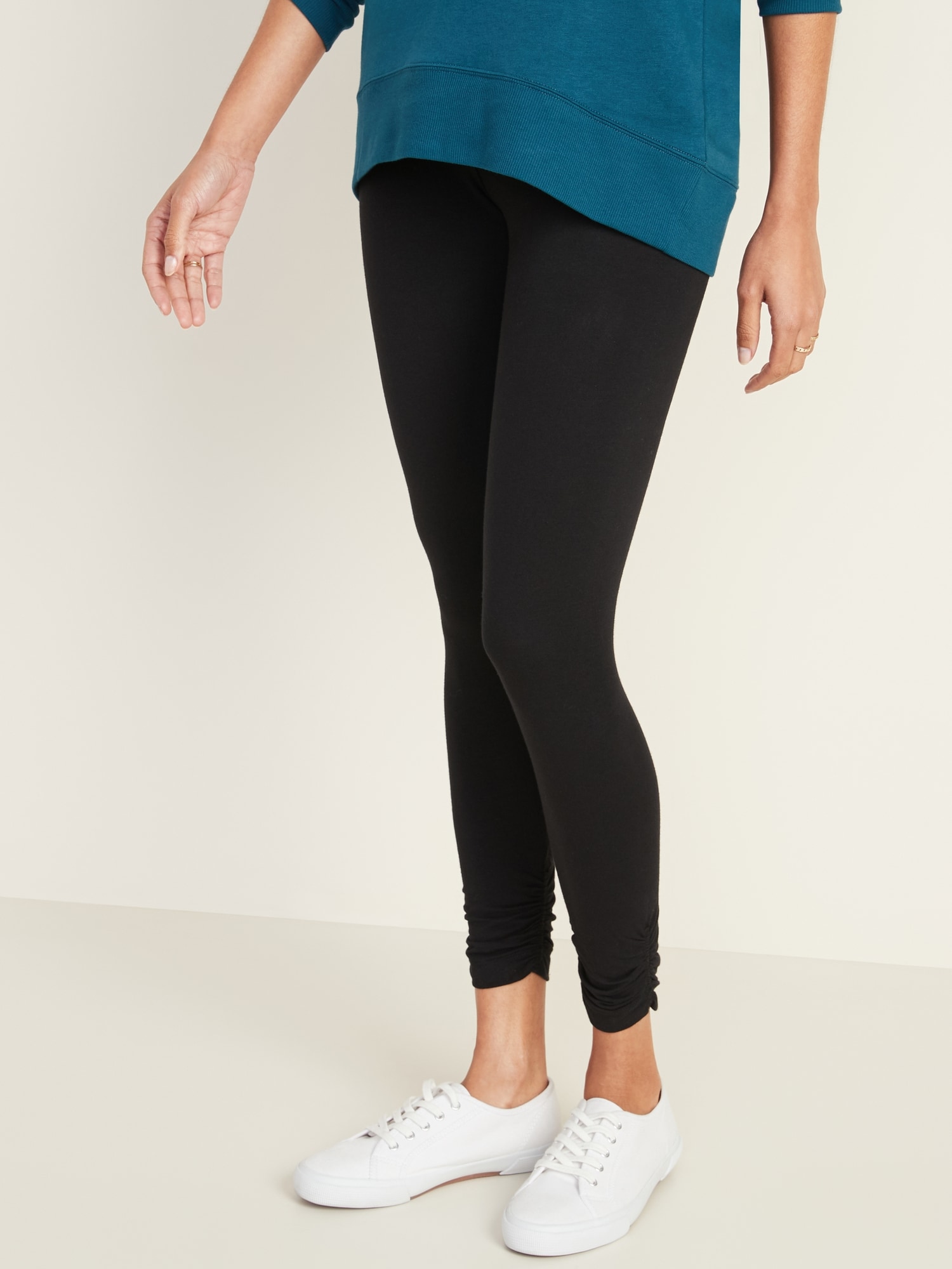 Mid-Rise Ruched Leggings for Women