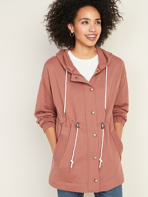 View large product image 1 of 1. Soft-Brushed Hooded Utility Jacket for Women