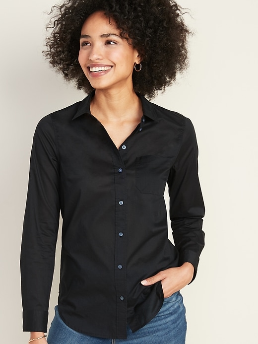 Image number 1 showing, Soft-Washed Long-Sleeve Classic Shirt for Women