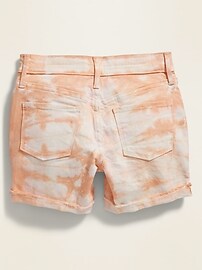 View large product image 3 of 3. Tie-Dyed Frayed-Hem Jean Midi Shorts for Girls