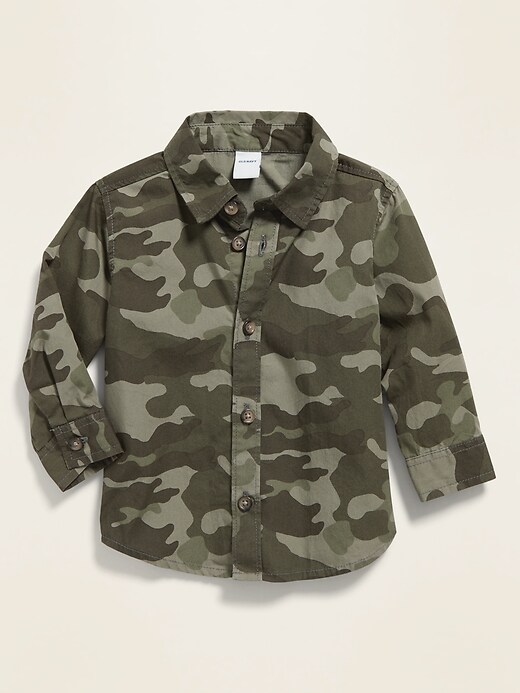 View large product image 1 of 2. Camo Long-Sleeve Poplin Shirt for Baby