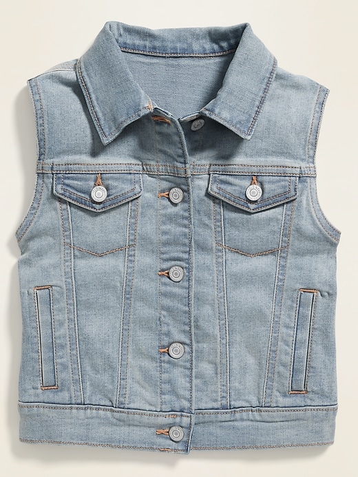 View large product image 1 of 3. Fitted Button-Font Jean Vest for Girls
