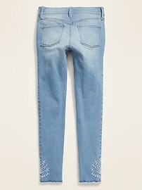 View large product image 3 of 3. High-Waisted Rockstar Built-In Tough Distressed Button-Fly Jeggings For Girls
