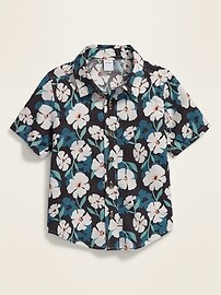 View large product image 4 of 6. Floral-Print Built-In Flex Poplin Shirt for Toddler Boys