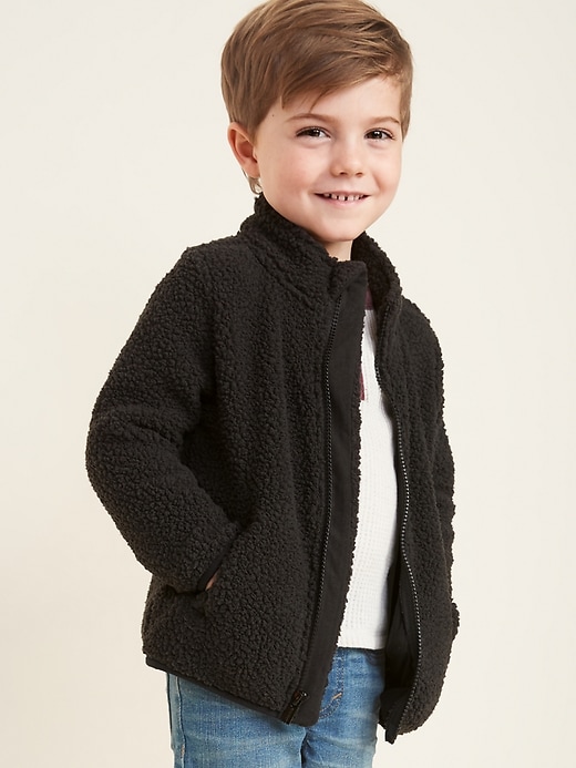 View large product image 1 of 4. Sherpa Mock-Neck Zip Jacket for Toddler Boys
