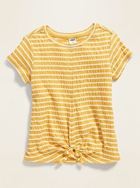 View large product image 4 of 4. Striped Textured-Knit Tie-Hem Top for Toddler Girls