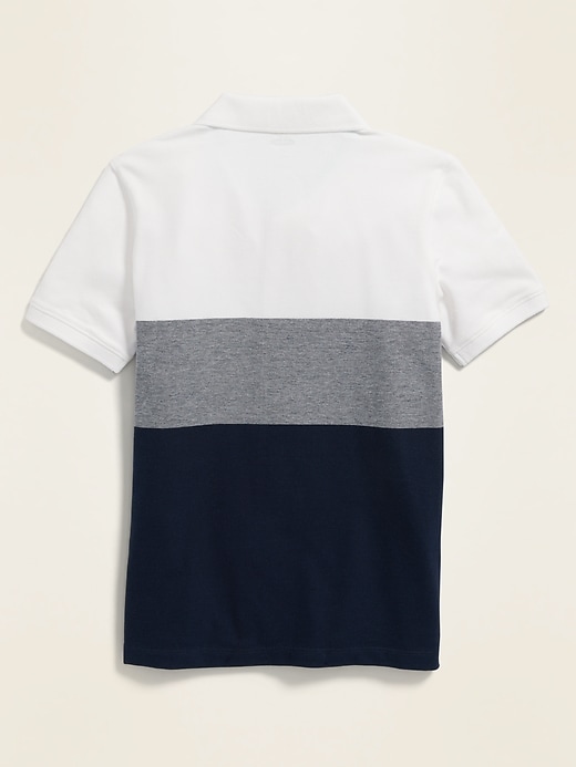 View large product image 2 of 3. Color-Blocked Built-In Flex Pique Polo For Boys