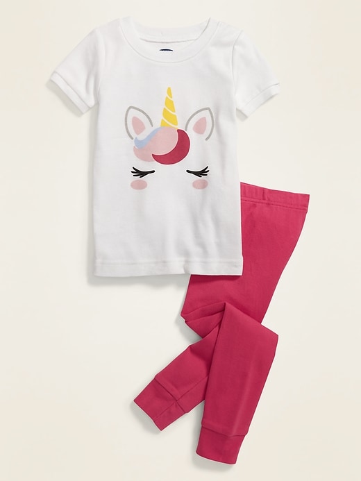 Unisex Unicorn Graphic Pajama Set for Toddler & Baby