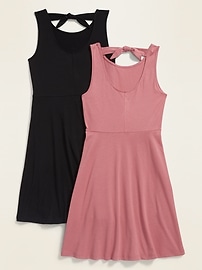 View large product image 3 of 3. Tie-Back Sleeveless Dress 2-Pack for Girls