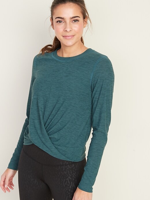 View large product image 1 of 1. Relaxed Breathe ON Twist-Hem Cropped Top for Women