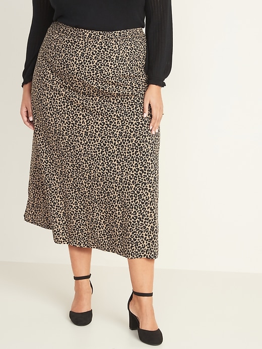 View large product image 1 of 1. Patterned Plus-Size Midi Skirt