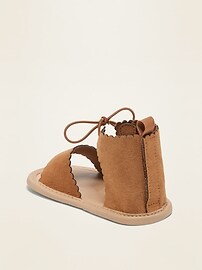 View large product image 3 of 4. Faux-Suede Scallop-Edge Gladiator Sandals for Baby