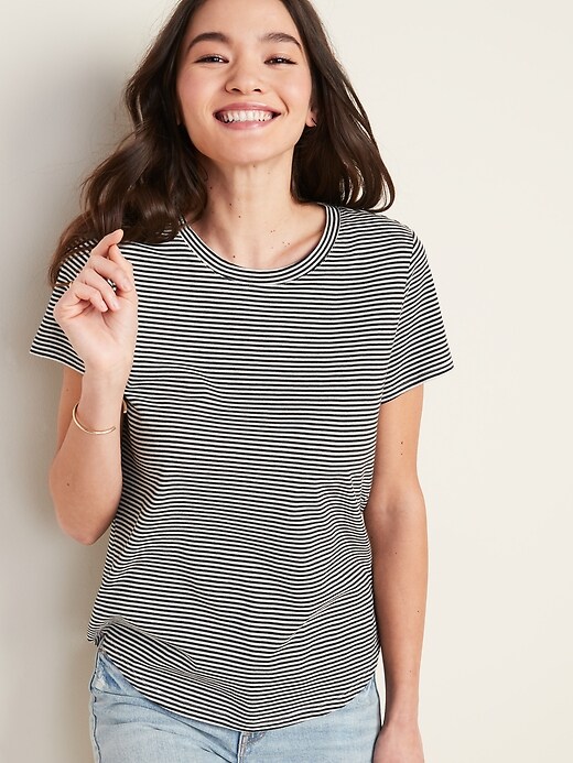 Image number 1 showing, EveryWear Striped Crew-Neck Tee for Women