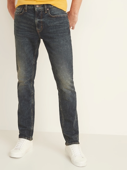 View large product image 1 of 2. Slim Built-In Flex Dark Stone-Wash Jeans