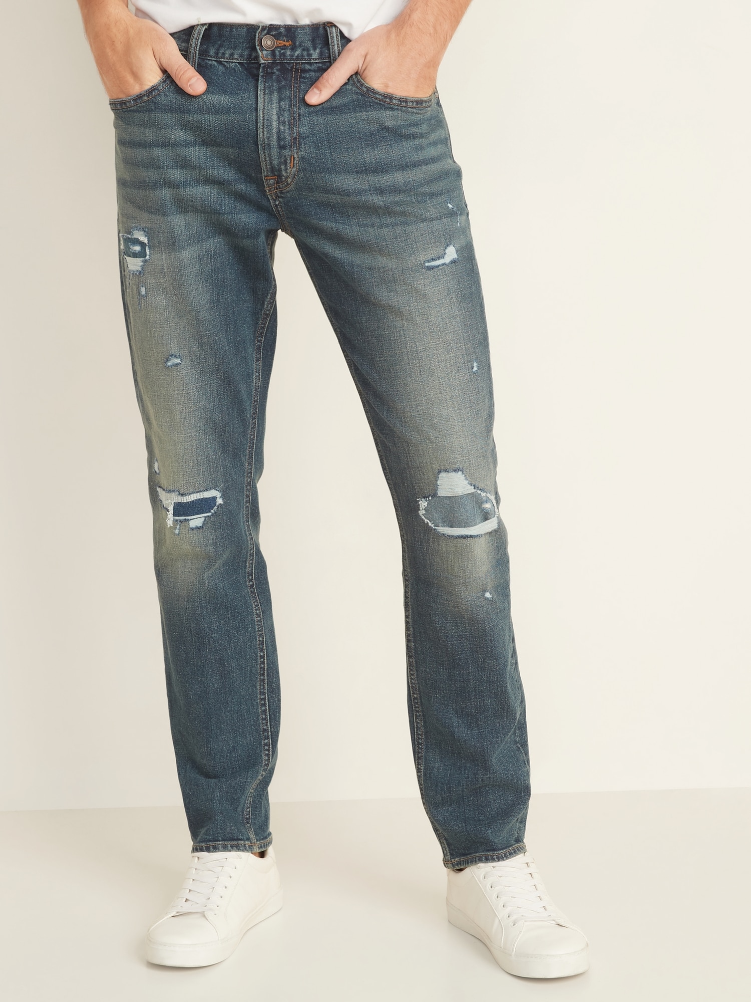Slim Built-In Flex Distressed Jeans