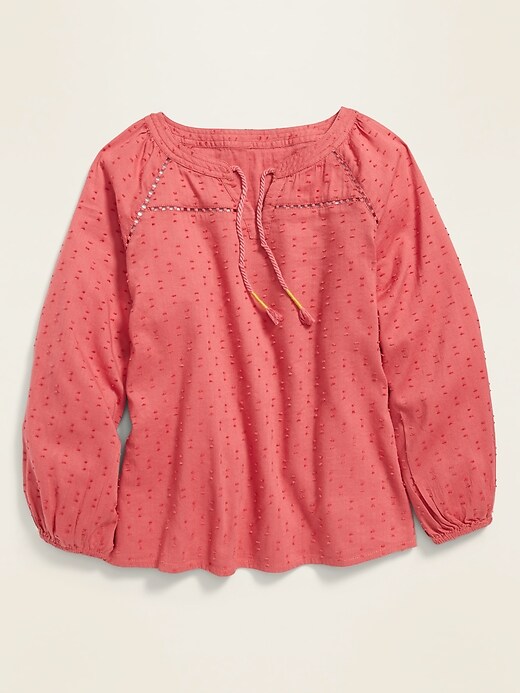 View large product image 1 of 1. Textured Tie-Neck Blouse for Girls