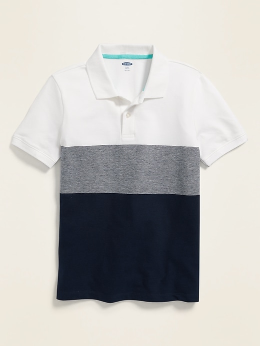View large product image 1 of 3. Color-Blocked Built-In Flex Pique Polo For Boys