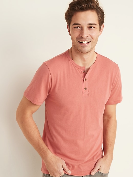 View large product image 1 of 1. Soft-Washed Jersey Short-Sleeve Henley