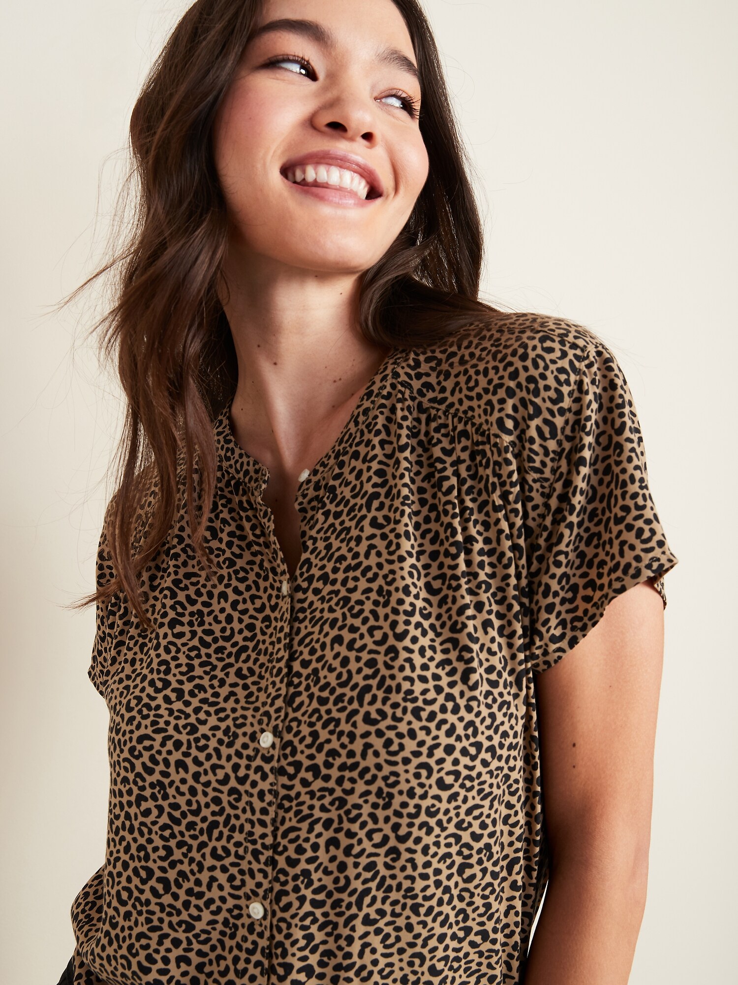 Printed Banded-Collar Shirt for Women | Old Navy